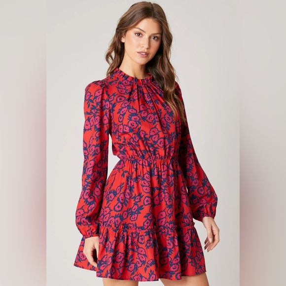 SUGAR-LIPS Mira Mar Floral Balloon Sleeve Dress M style number STD12970A - Picture 1 of 15
